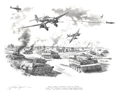 Picture of STEEL INFERNO - WITTMANN'S TIGER AT KURSK - ORIGINAL PENCIL DRAWING By Nicolas Trudgian ***SOLD***